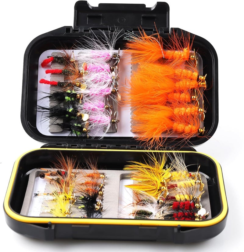 FAISOX Fly Fishing Flies Assortment Kit Dry Wet Nyphms Tenkara Popper Streamer Woolly Bugger for Trout Bass Salmon Steelhead with Fly Box - Image 5